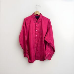 Ralph Lauren Mens XL Magenta Pink Cotton Twill Long Sleeve Button Down Shirt